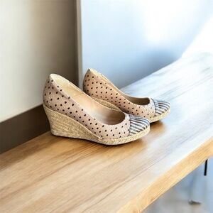 Marian Soaim Polka Dot Light Pink Wedge Espadrilles. EU - 38/ US 7.5. Heel 4.5”